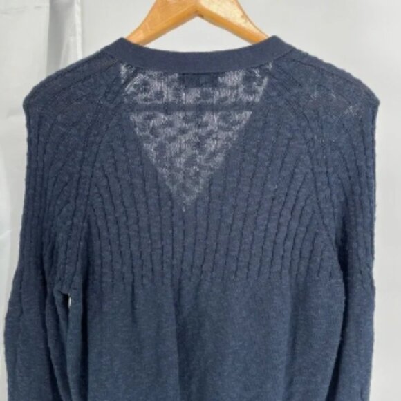 Holebrook Sweden Women’s Cardigan Sweater Size L Cotton Button Closure Navy - Picture 7 of 8